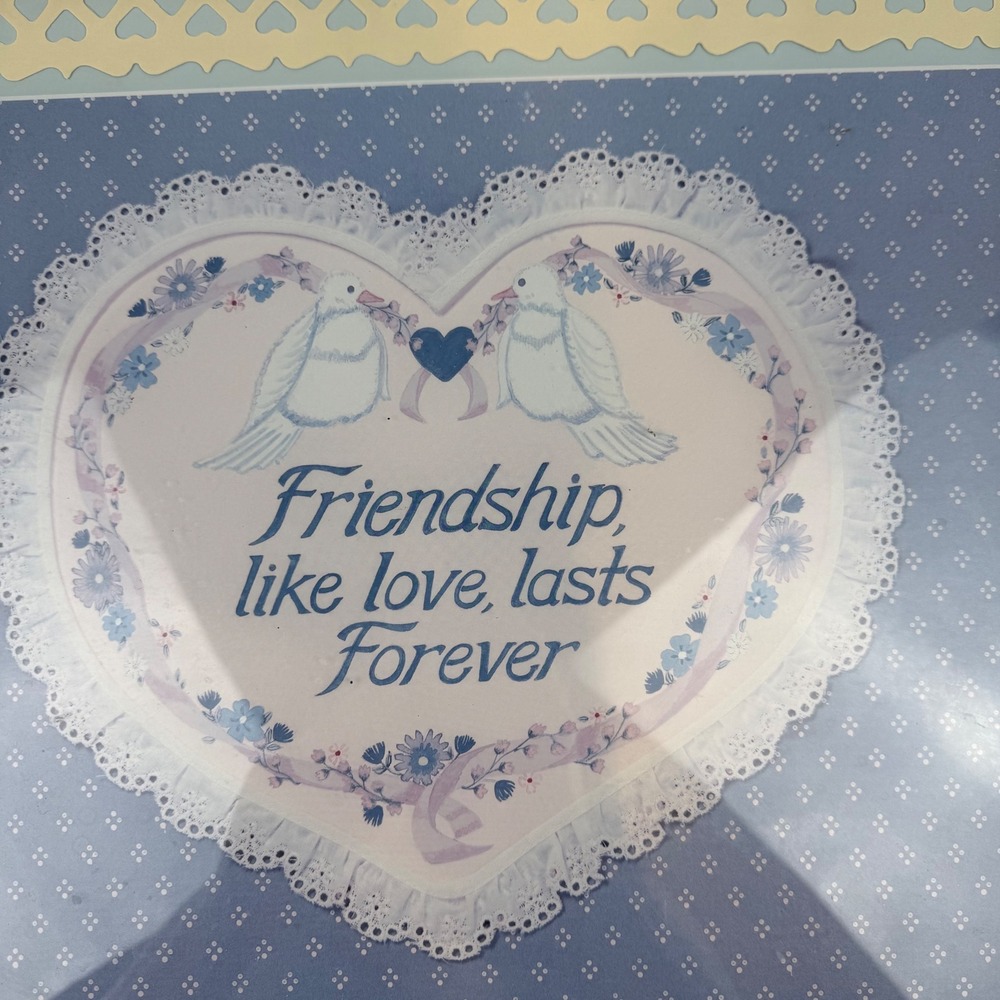 Vintage Framed Wall Art Friendship Like Love Lasts Forever Doves Heart 21x17 - Picture 4 of 9